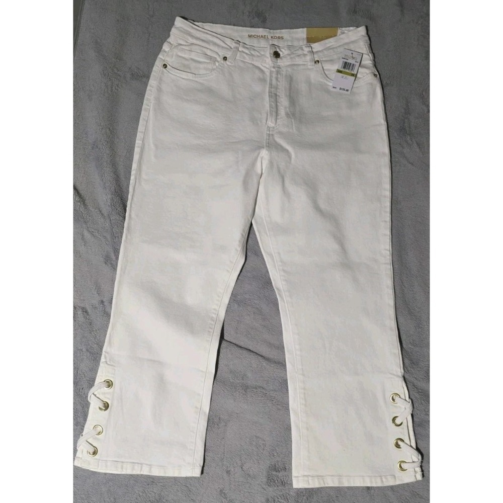 Michael Kors Women's White Selma Crop Flare Jeans - Size 14 - MSRP $125 NWT NEW!